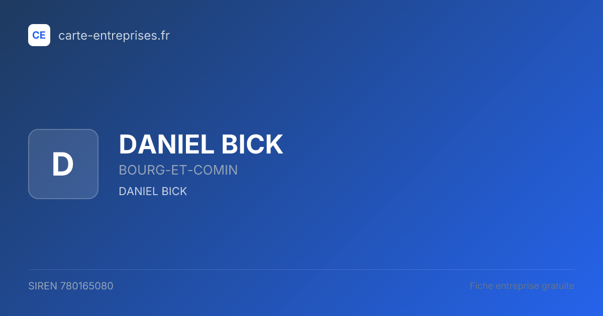 DANIEL BICK — 780165080 — fiche entreprise