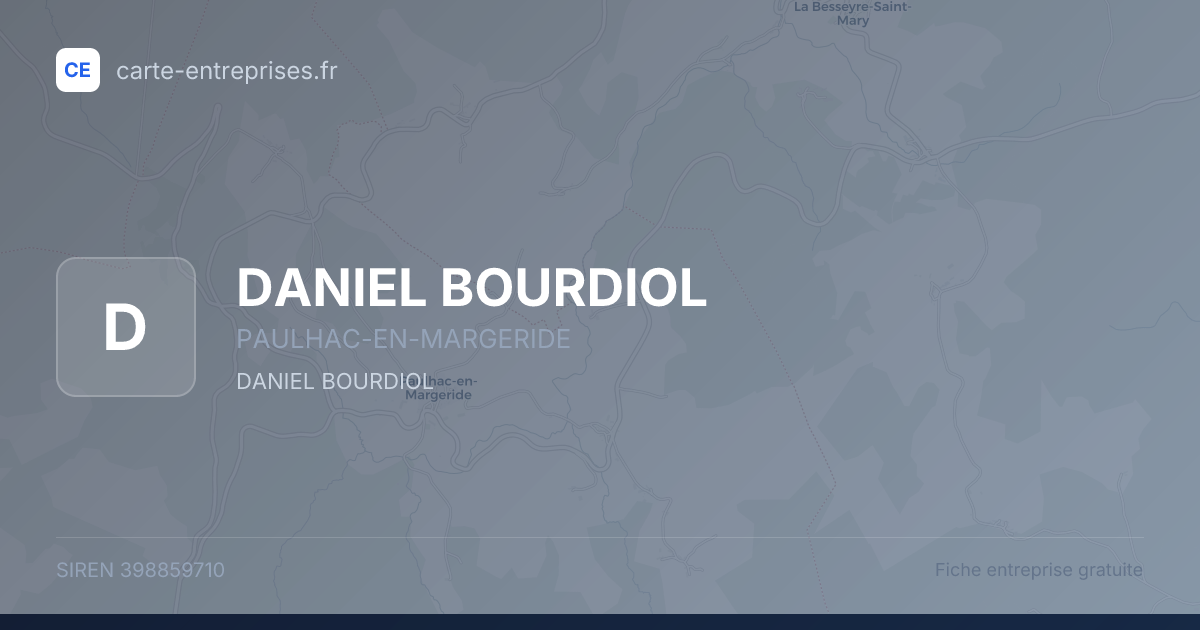 DANIEL BOURDIOL — 398859710 — fiche entreprise