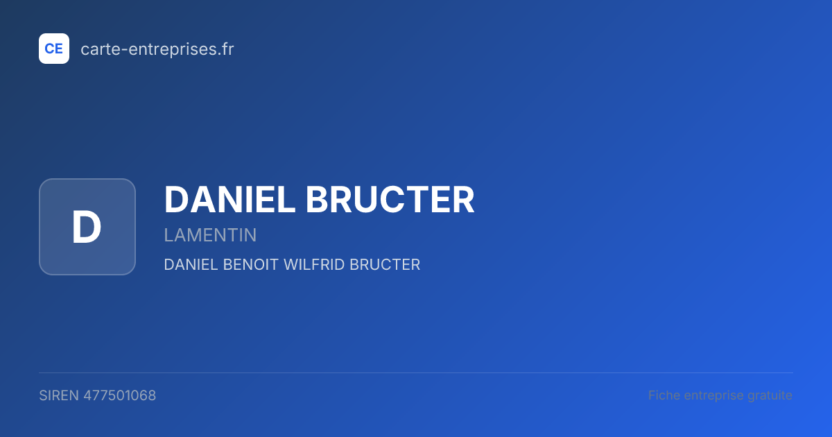 DANIEL BRUCTER — 477501068 — fiche entreprise
