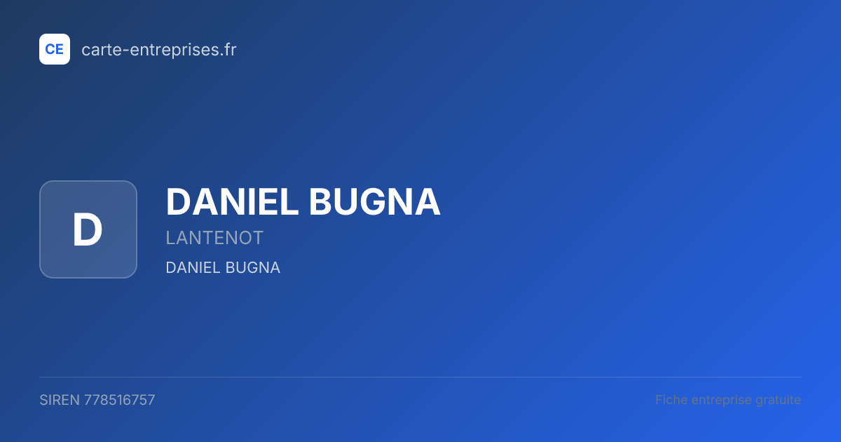 DANIEL BUGNA — 778516757 — fiche entreprise