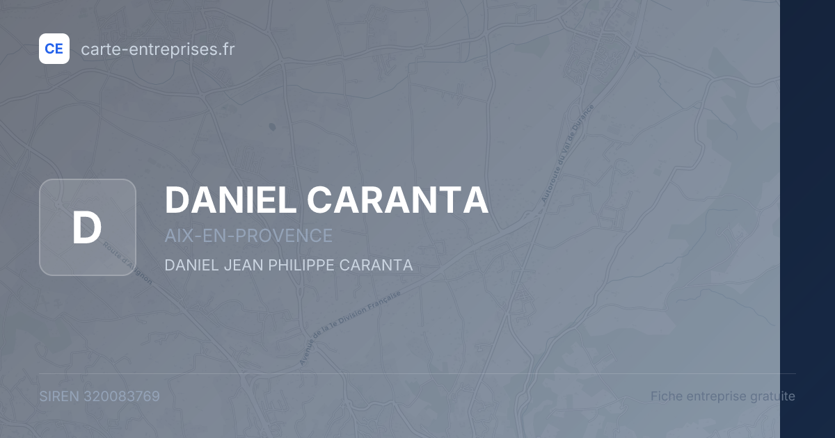 DANIEL CARANTA — 320083769 — fiche entreprise