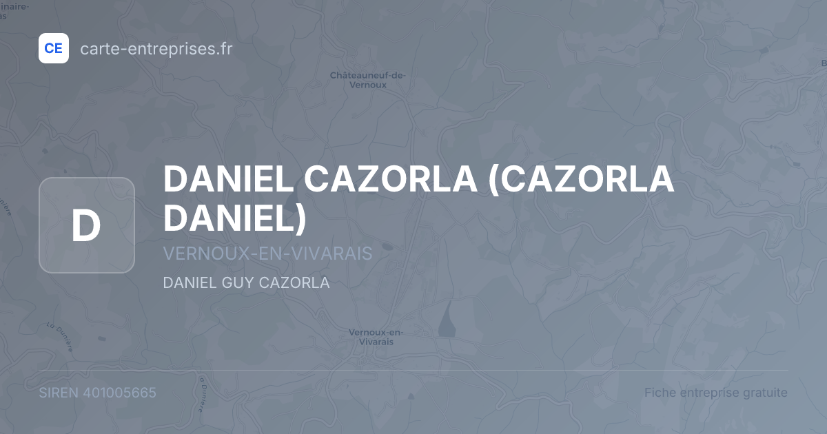 DANIEL CAZORLA (CAZORLA DANIEL) — 401005665 — fiche entreprise