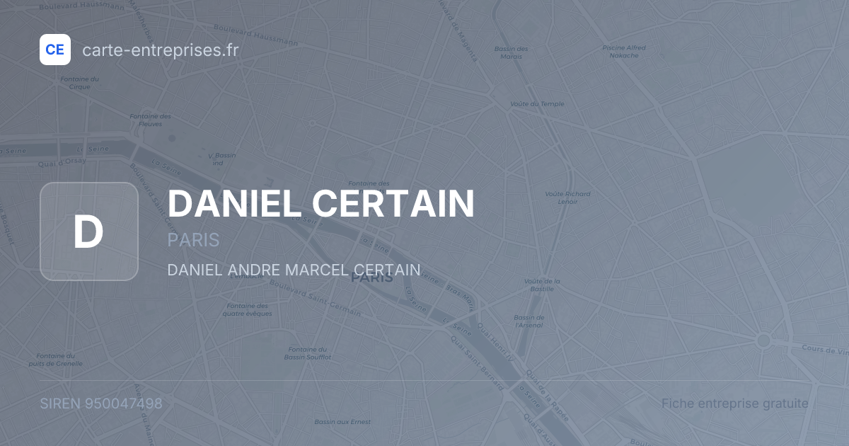 DANIEL CERTAIN — 950047498 — fiche entreprise