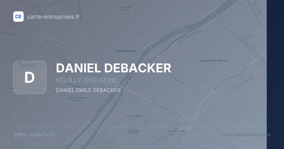 DANIEL DEBACKER — 334803426 — fiche entreprise