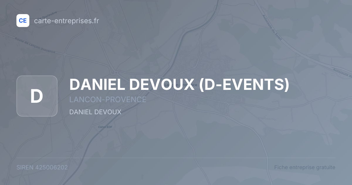 DANIEL DEVOUX (D-EVENTS) — 425006202 — fiche entreprise