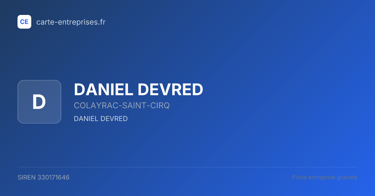 DANIEL DEVRED — 330171646 — fiche entreprise