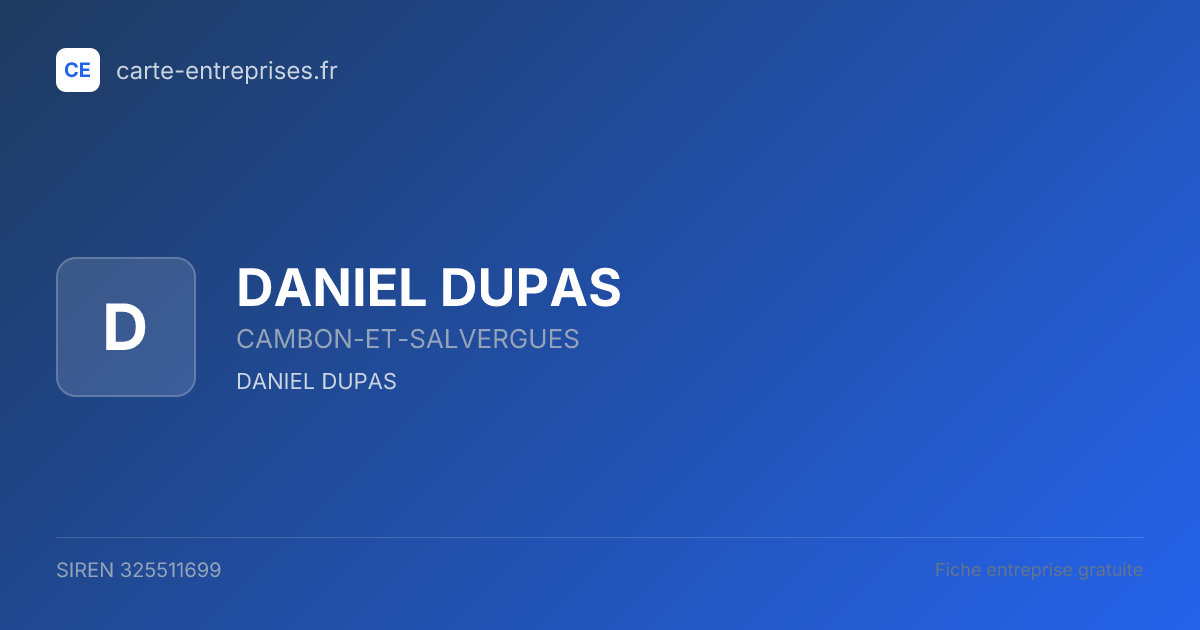 DANIEL DUPAS — 325511699 — fiche entreprise
