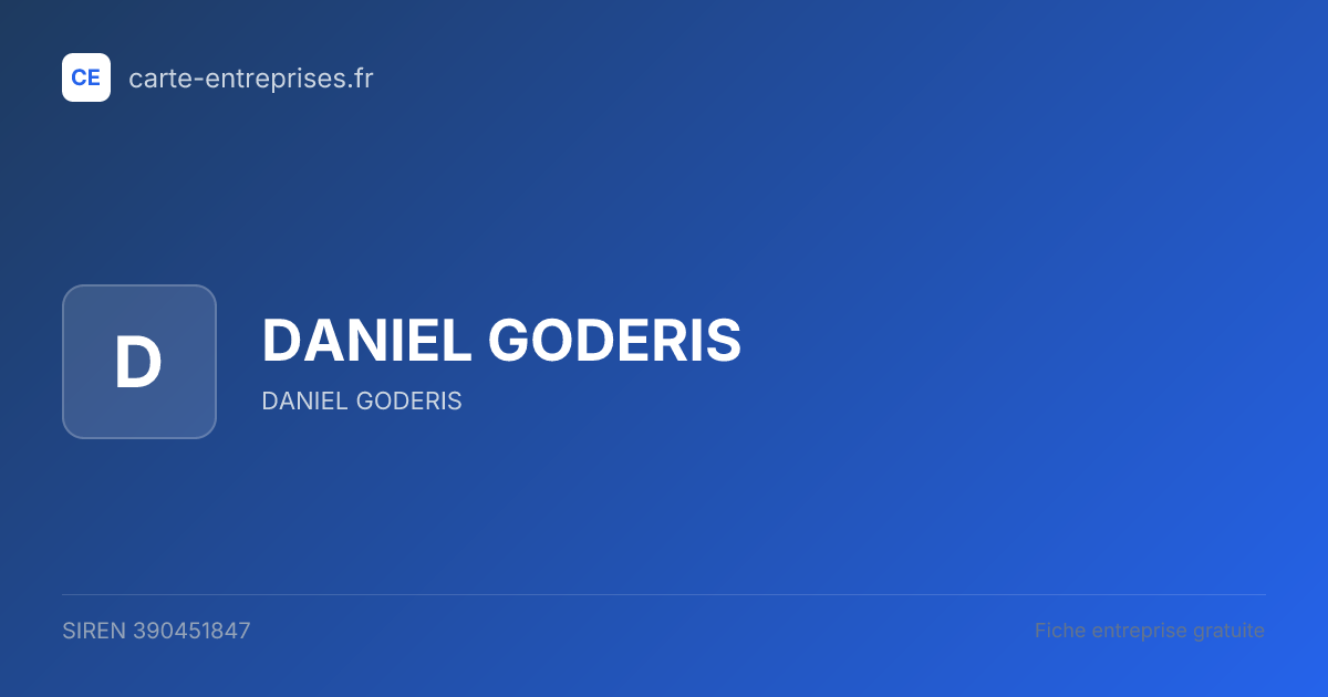 DANIEL GODERIS — 390451847 — fiche entreprise