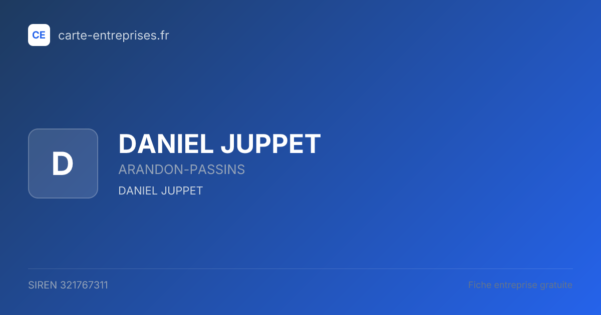 DANIEL JUPPET — 321767311 — fiche entreprise