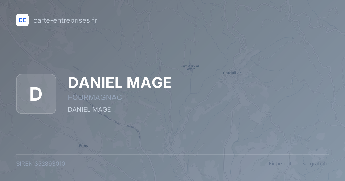 DANIEL MAGE — 352893010 — fiche entreprise
