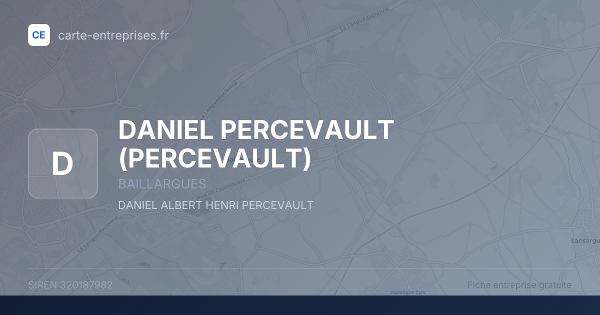 DANIEL PERCEVAULT (PERCEVAULT) — 320187982 — fiche entreprise