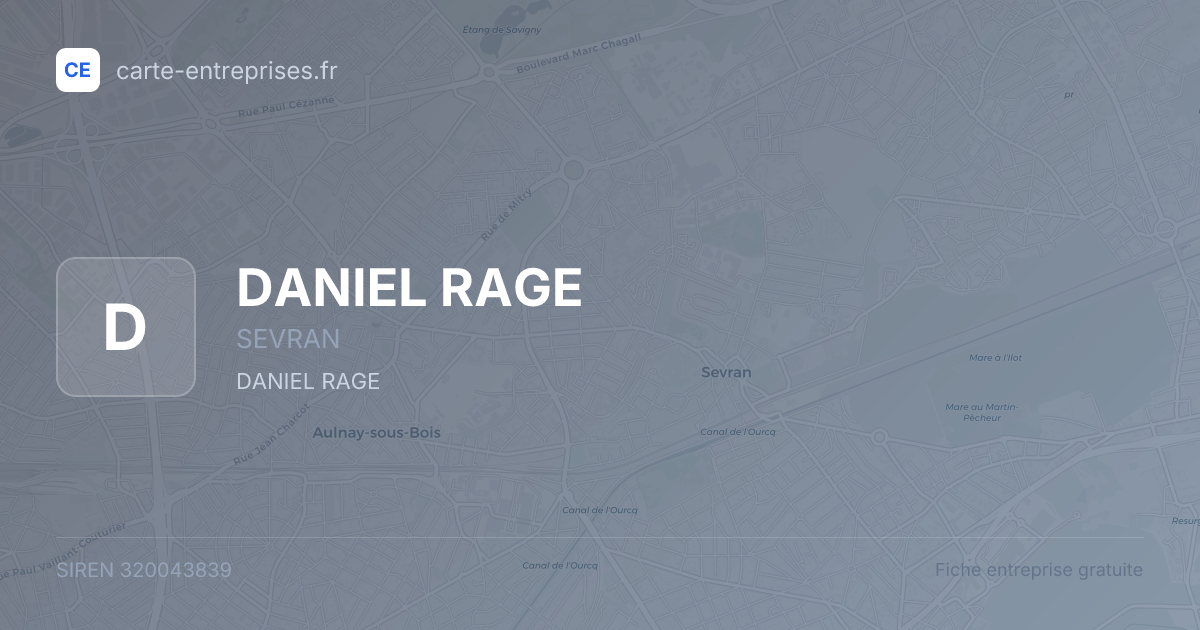 DANIEL RAGE — 320043839 — fiche entreprise
