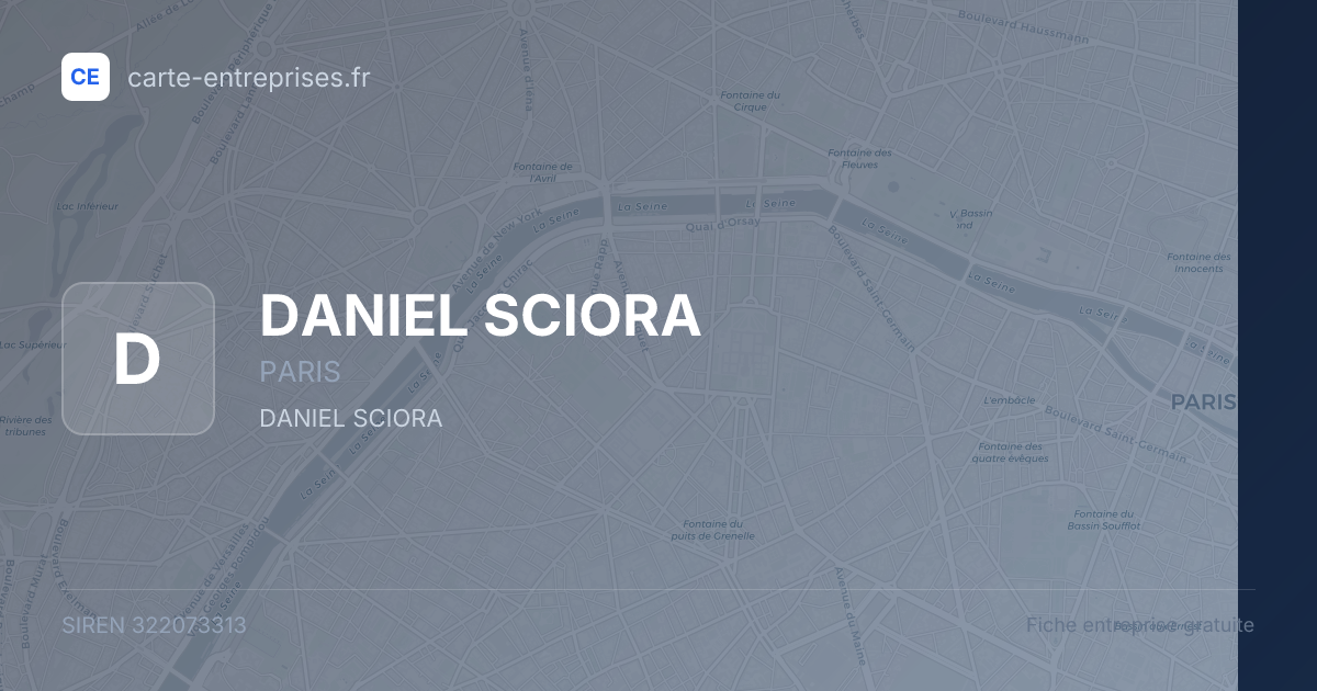 DANIEL SCIORA — 322073313 — fiche entreprise