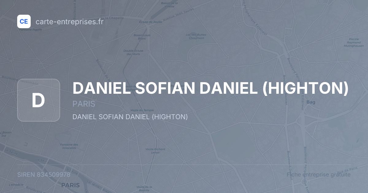 DANIEL SOFIAN DANIEL (HIGHTON) — 834509978 — fiche entreprise