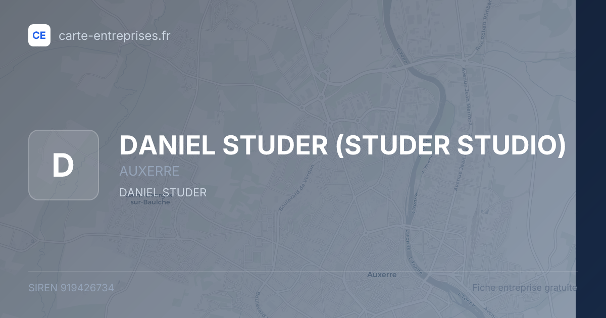 DANIEL STUDER (STUDER STUDIO) — 919426734 — fiche entreprise