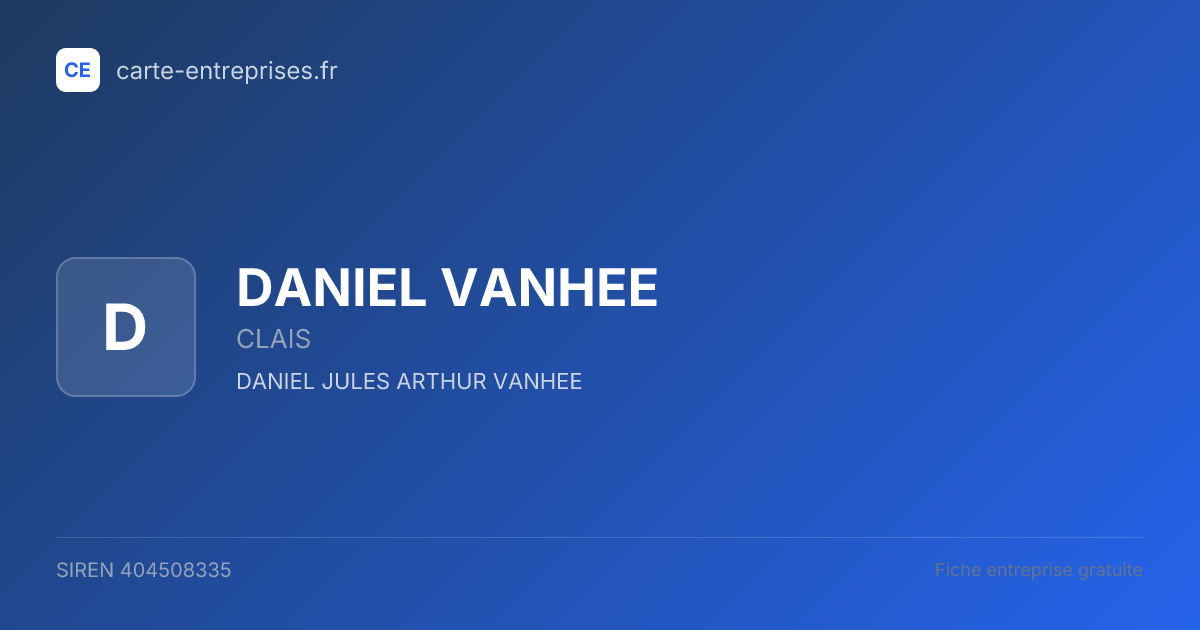 DANIEL VANHEE — 404508335 — fiche entreprise