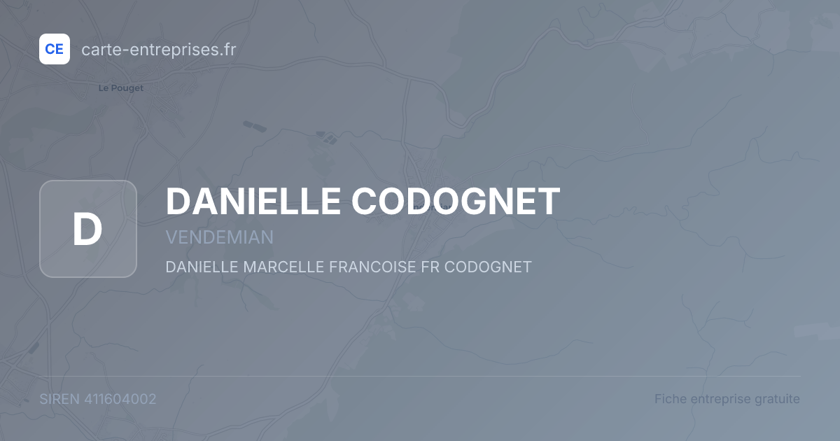 DANIELLE CODOGNET — 411604002 — fiche entreprise