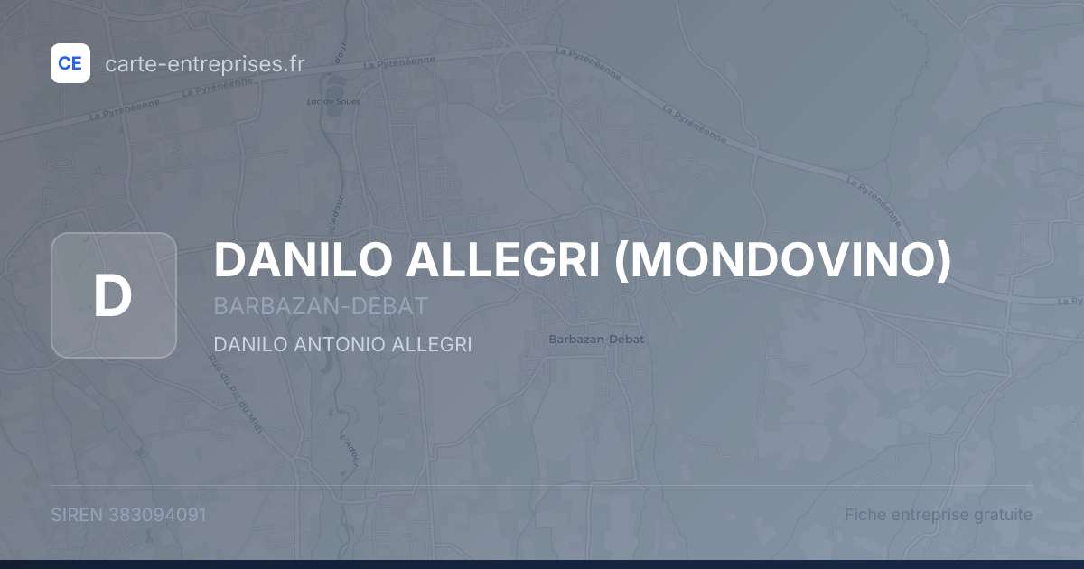 DANILO ALLEGRI (MONDOVINO) — 383094091 — fiche entreprise