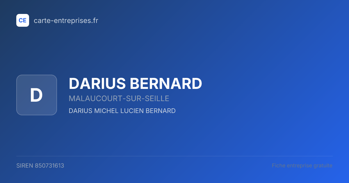 DARIUS BERNARD — 850731613 — fiche entreprise