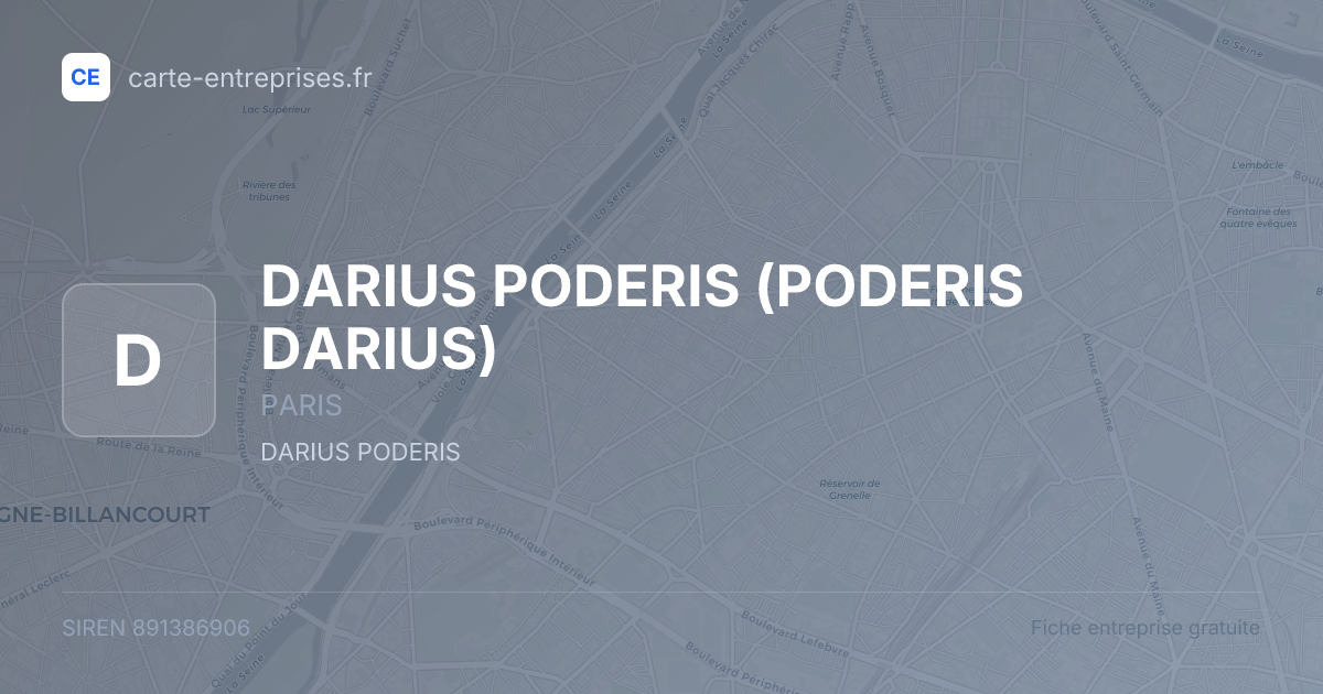 DARIUS PODERIS (PODERIS DARIUS) — 891386906 — fiche entreprise