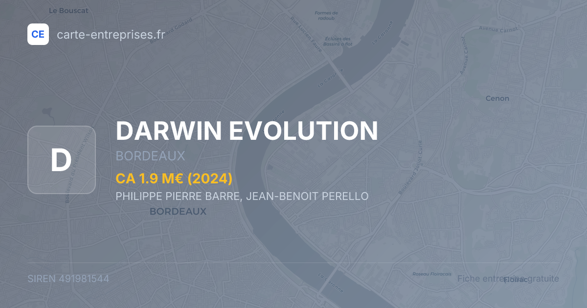 DARWIN EVOLUTION — 491981544 — fiche entreprise