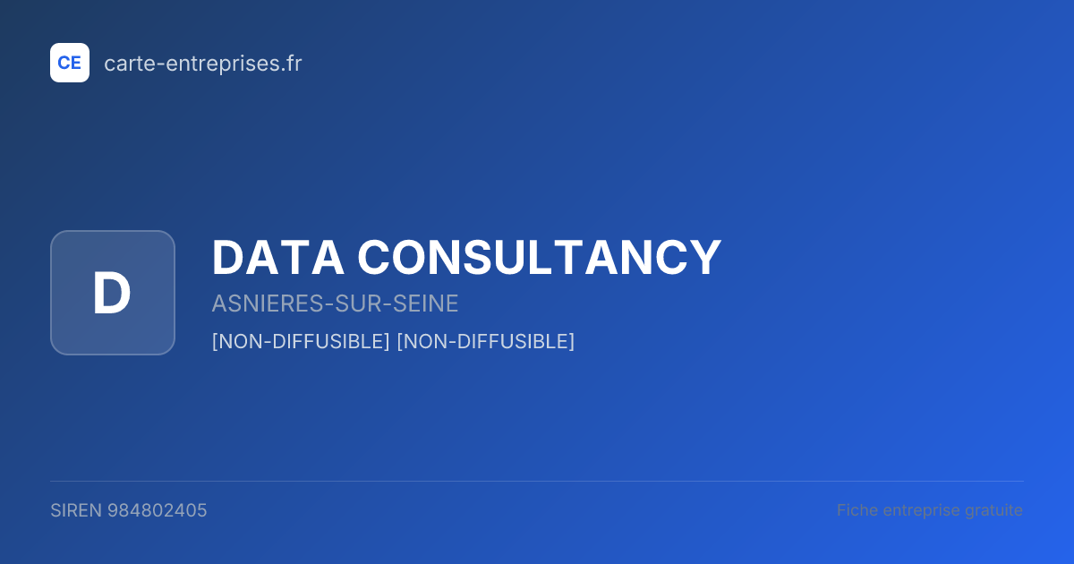 DATA CONSULTANCY — 984802405 — fiche entreprise