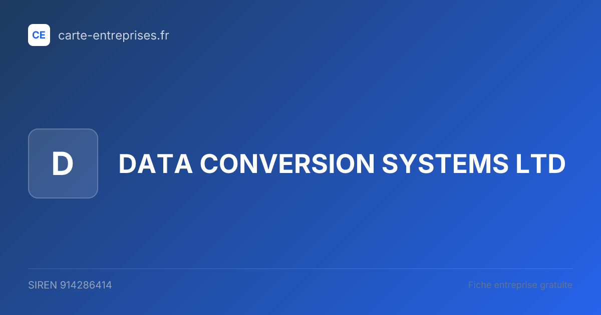 DATA CONVERSION SYSTEMS LTD — 914286414 — fiche entreprise