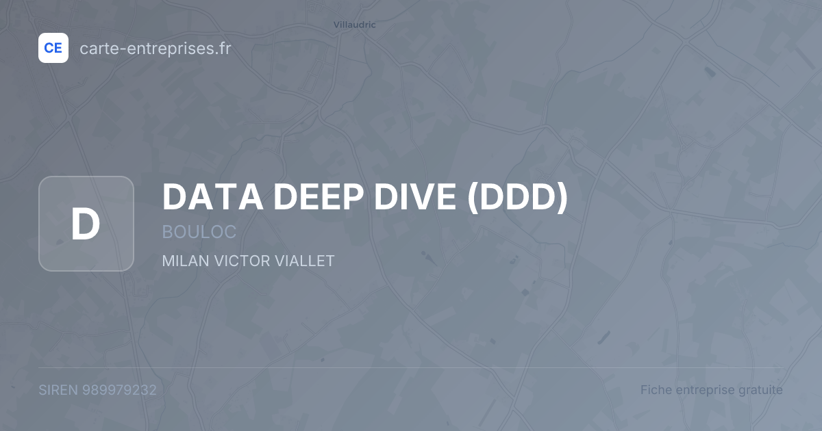 DATA DEEP DIVE (DDD) — 989979232 — fiche entreprise