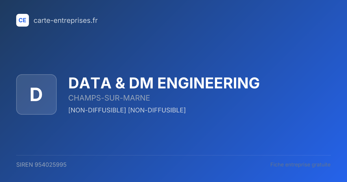 DATA & DM ENGINEERING — 954025995 — fiche entreprise