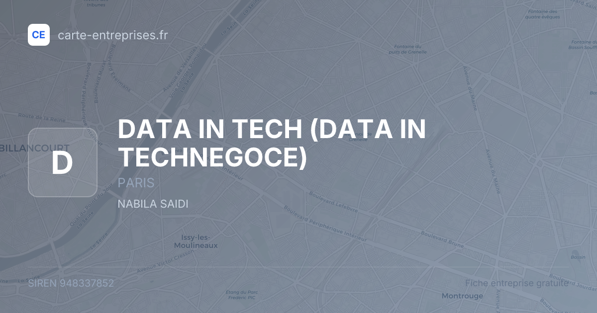 DATA IN TECH (DATA IN TECHNEGOCE) — 948337852 — fiche entreprise