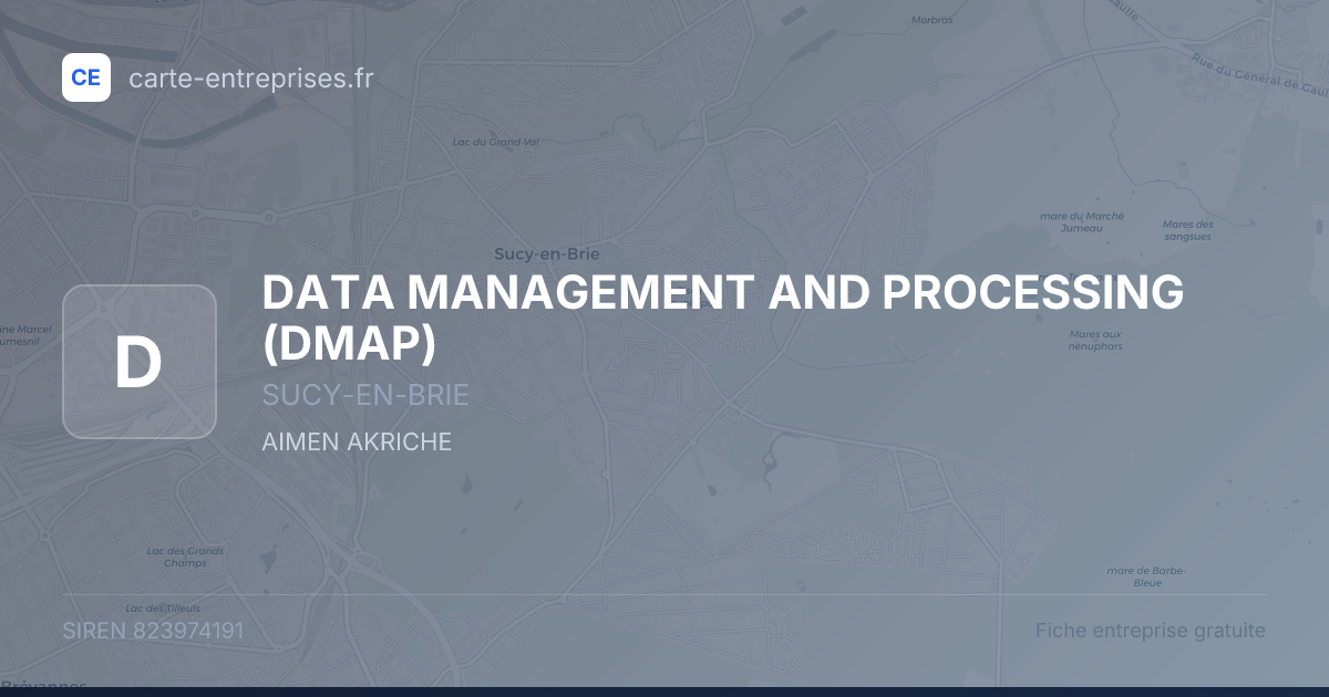 DATA MANAGEMENT AND PROCESSING (DMAP) — 823974191 — fiche entreprise