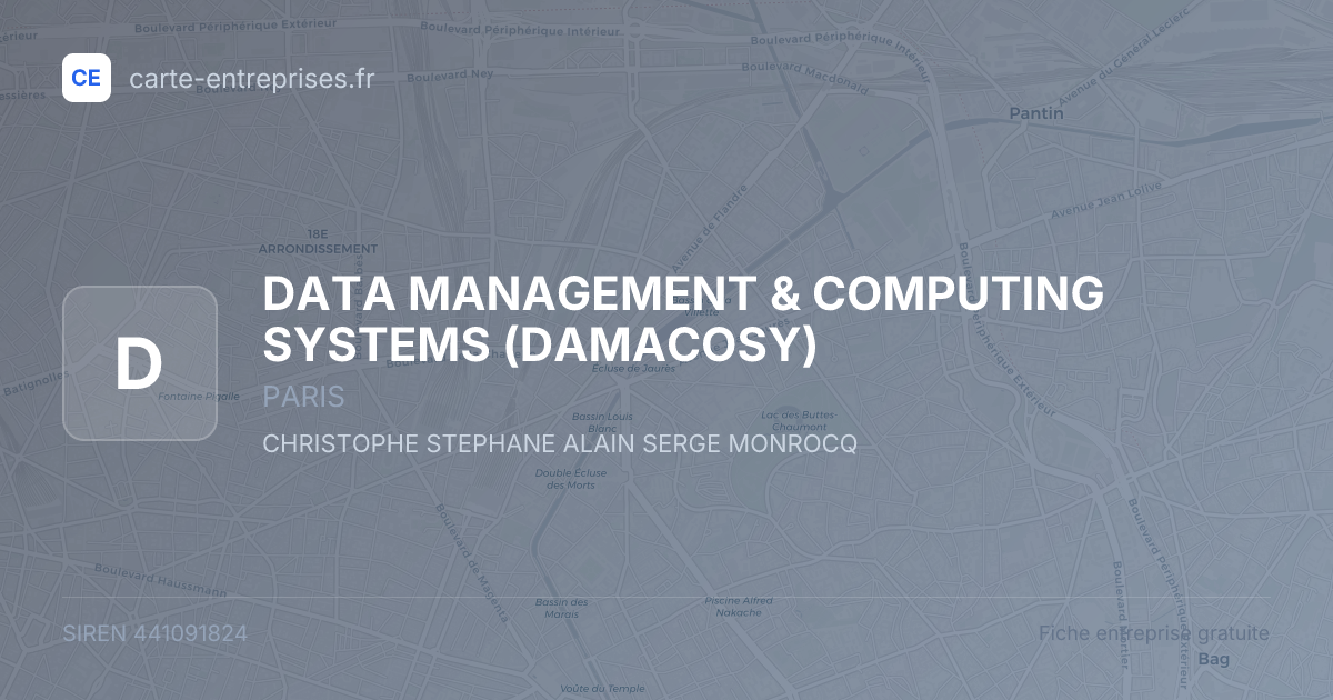 DATA MANAGEMENT & COMPUTING SYSTEMS (DAMACOSY) — 441091824 — fiche entreprise