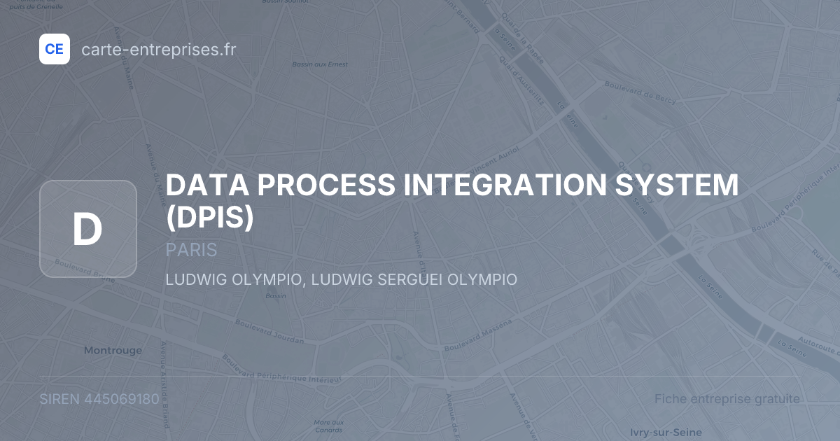 DATA PROCESS INTEGRATION SYSTEM (DPIS) — 445069180 — fiche entreprise