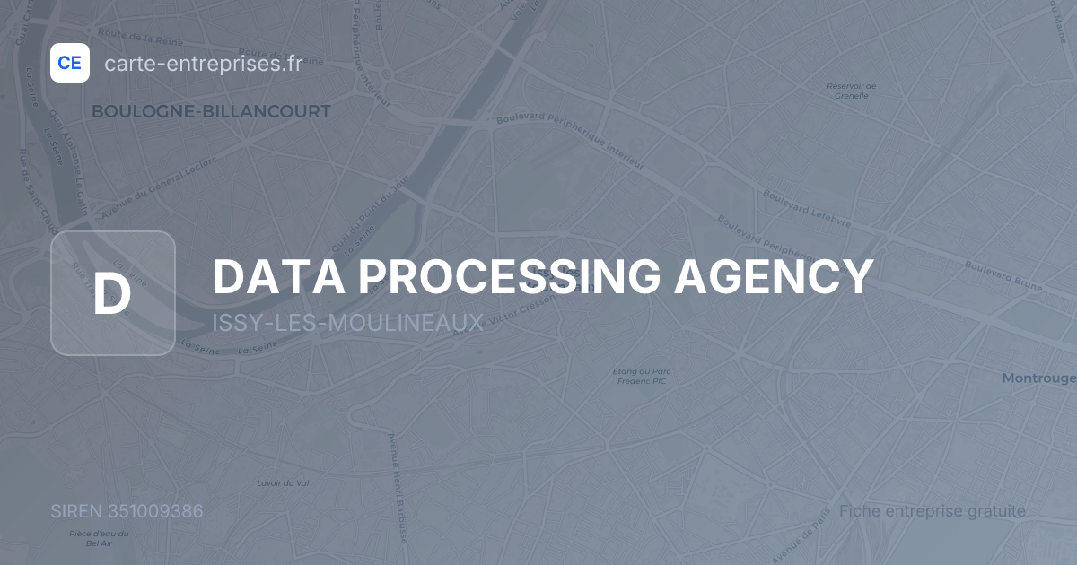 DATA PROCESSING AGENCY — 351009386 — fiche entreprise