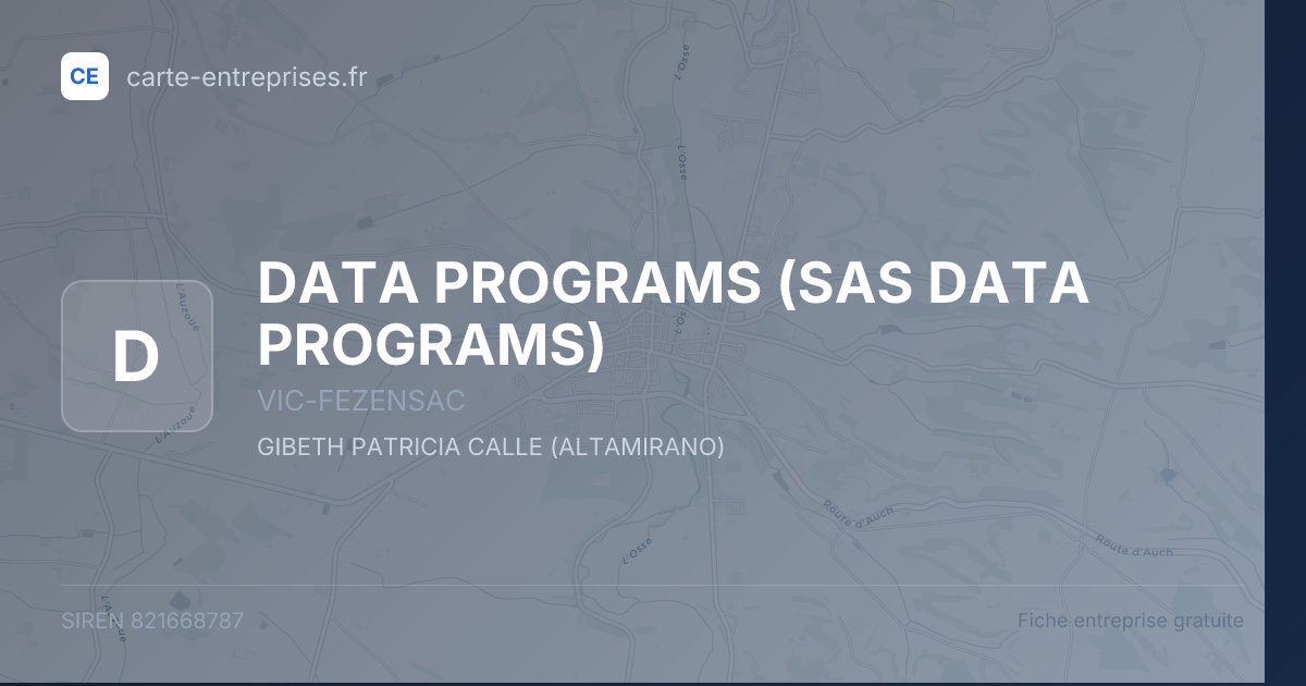 DATA PROGRAMS (SAS DATA PROGRAMS) — 821668787 — fiche entreprise