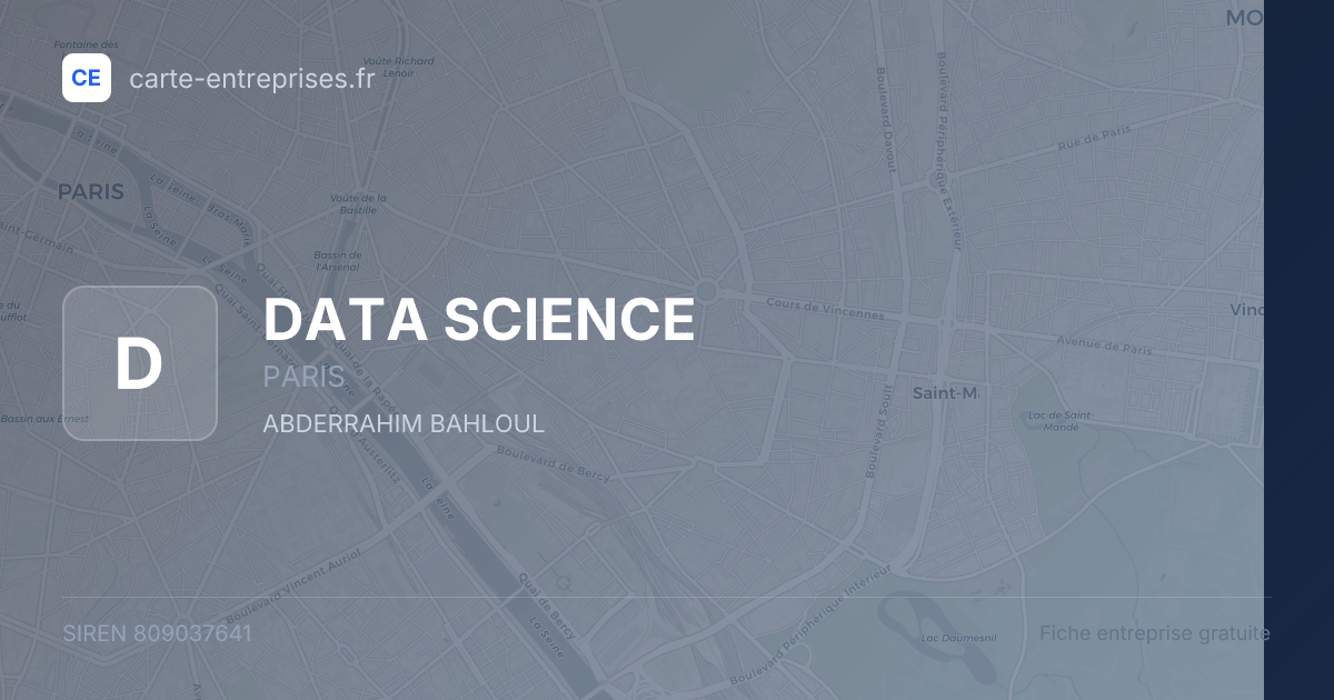 DATA SCIENCE — 809037641 — fiche entreprise