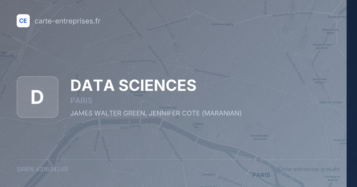DATA SCIENCES — 431694249 — fiche entreprise