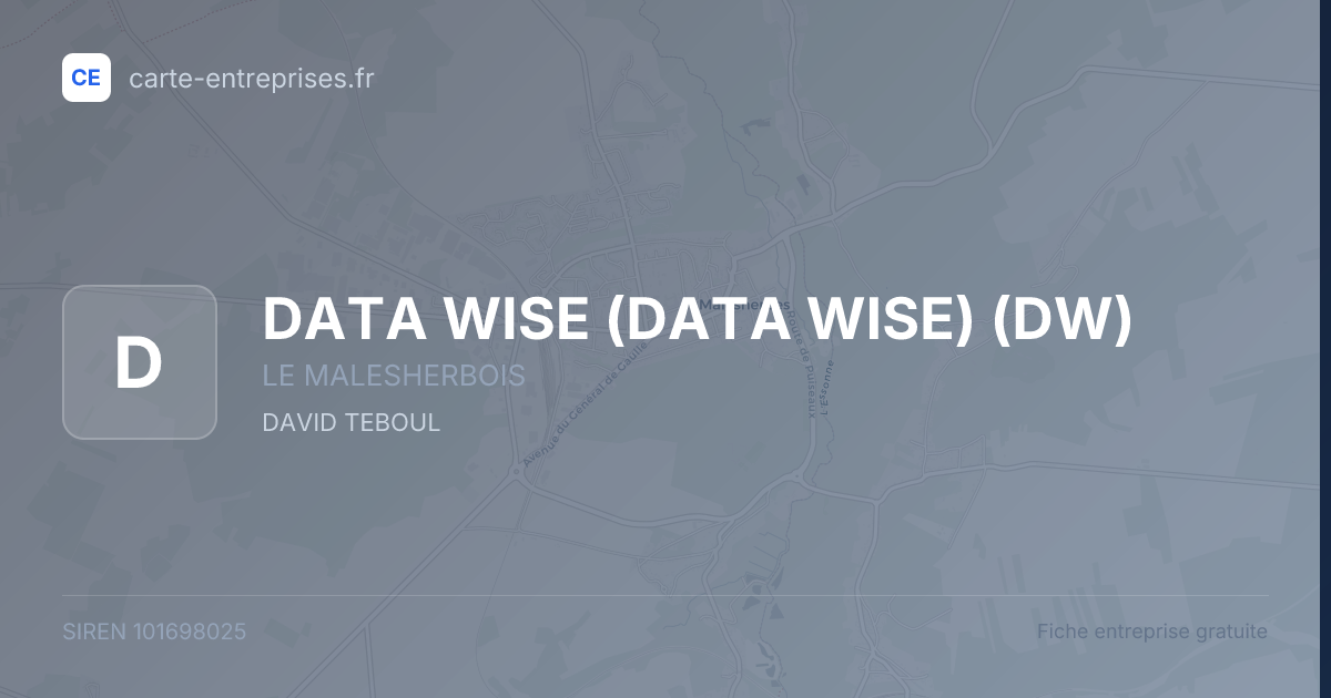 DATA WISE (DATA WISE) (DW) — 101698025 — fiche entreprise