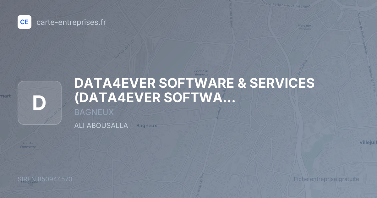 DATA4EVER SOFTWARE & SERVICES — 850944570 — fiche entreprise
