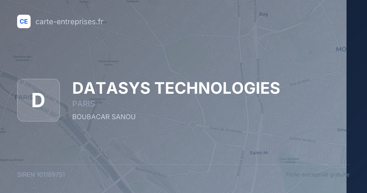 DATASYS TECHNOLOGIES — 101189751 — fiche entreprise