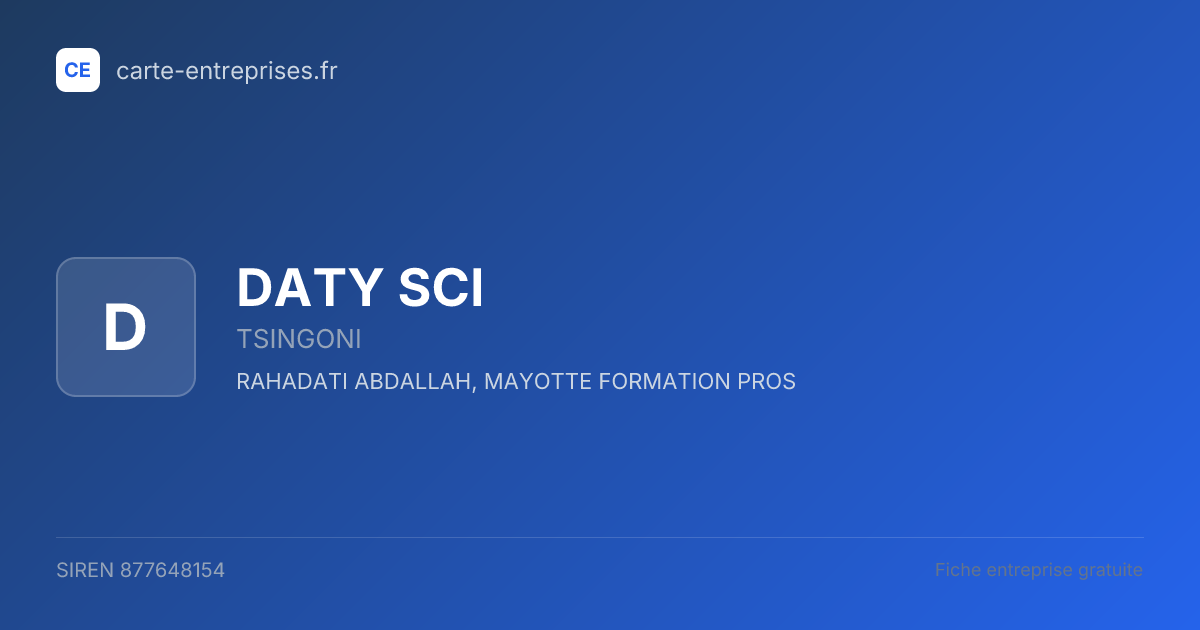 DATY SCI — 877648154 — fiche entreprise