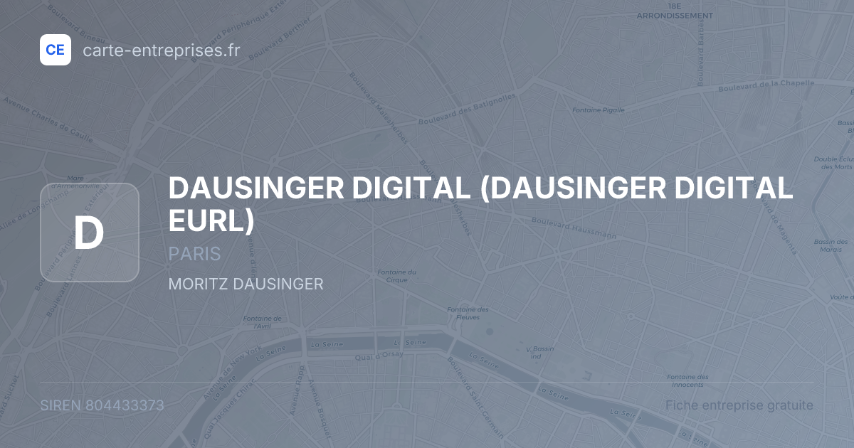 DAUSINGER DIGITAL (DAUSINGER DIGITAL EURL) — 804433373 — fiche entreprise
