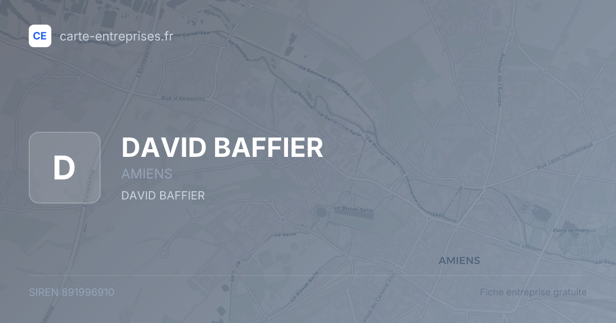 DAVID BAFFIER — 891996910 — fiche entreprise