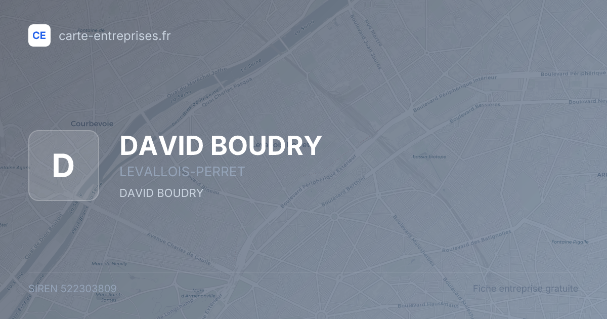 DAVID BOUDRY — 522303809 — fiche entreprise