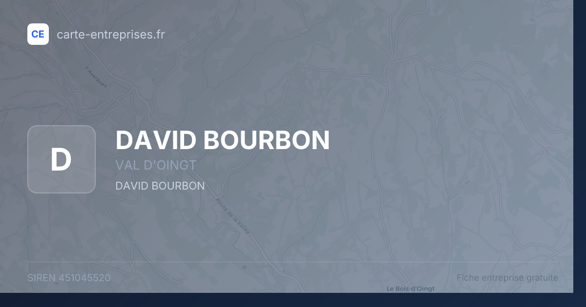 DAVID BOURBON — 451045520 — fiche entreprise