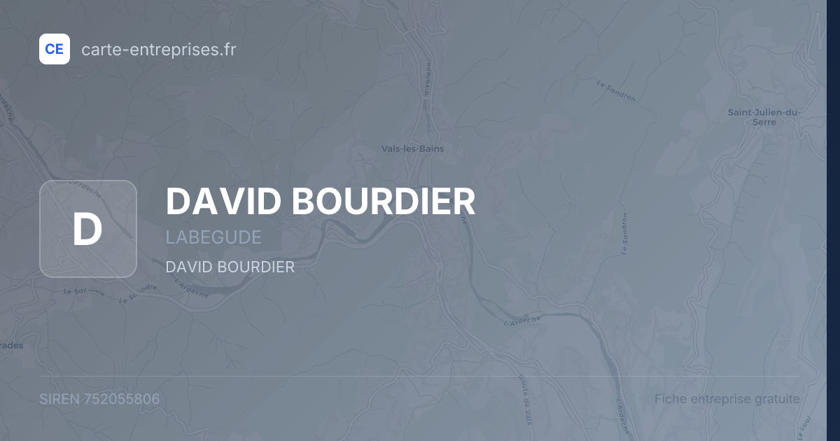DAVID BOURDIER — 752055806 — fiche entreprise
