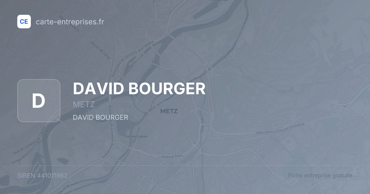 DAVID BOURGER — 441011962 — fiche entreprise