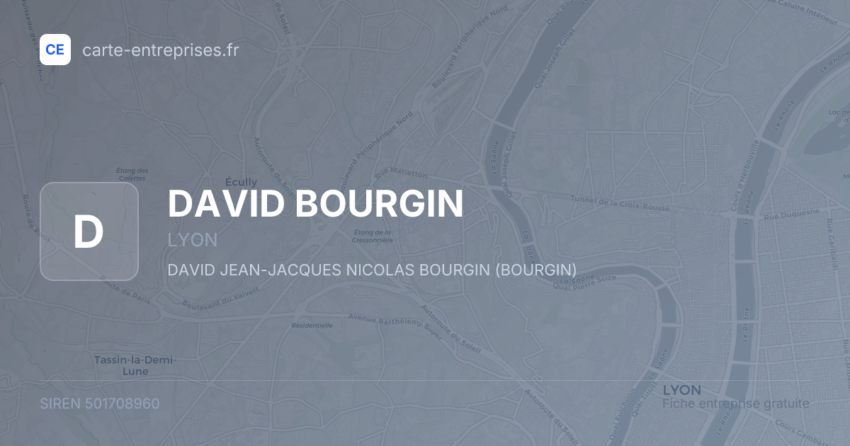 DAVID BOURGIN — 501708960 — fiche entreprise