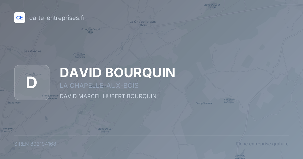 DAVID BOURQUIN — 892194168 — fiche entreprise