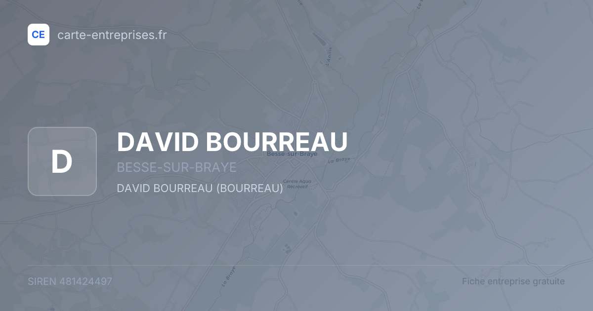 DAVID BOURREAU — 481424497 — fiche entreprise